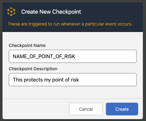 Checkpoint Name and Description