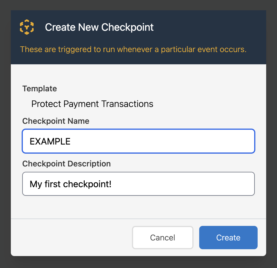 Create Checkpoint from Template